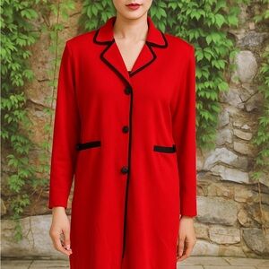 MISOOK Wrinkle Resistant Two-Piece Red and Black Sweater Set, M